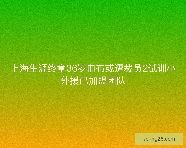 上海生涯终章36岁血布或遭裁员2试训小外援已加盟团队 上海生涯终章36岁血布或遭裁员2试训小外援已加盟团队