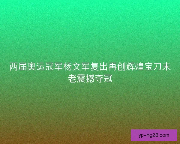 两届奥运冠军杨文军复出再创辉煌宝刀未老震撼夺冠